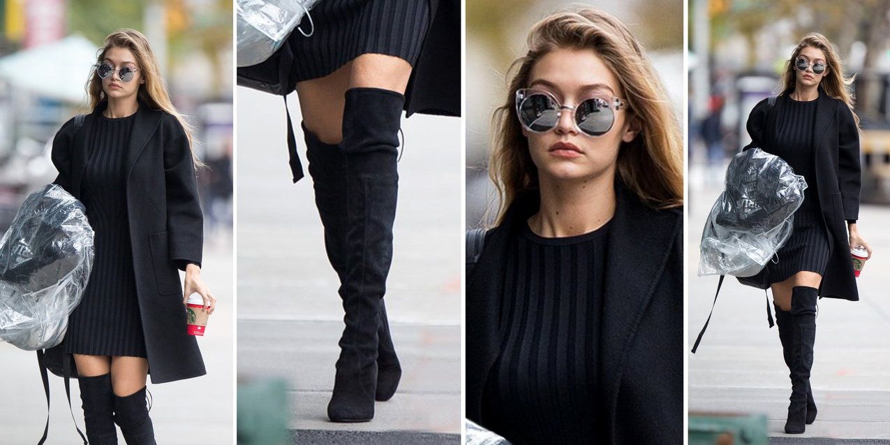 стати вище зростанням, як візуально подовжити ноги, total black look